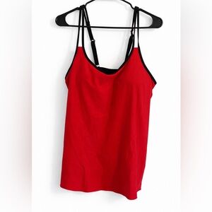 B2PRITY Red Black Tankini Top XL Strappy Swim Top